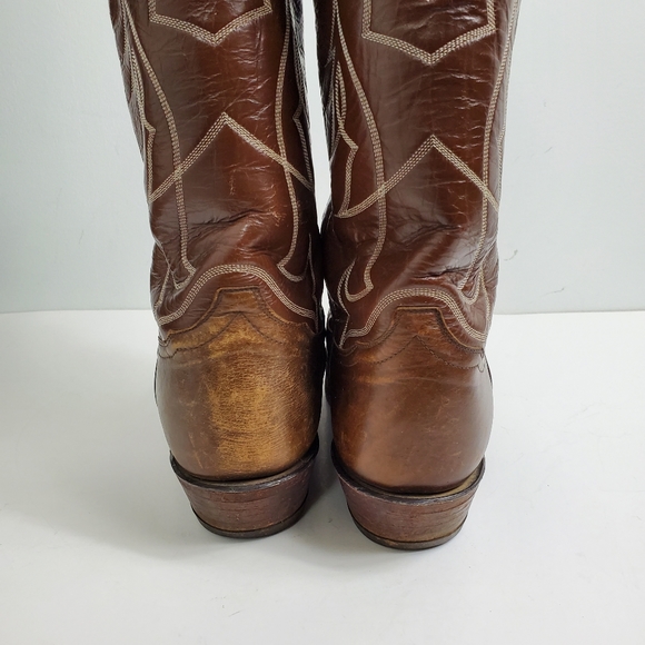 Tony Lama Brown Leather Cowboy Boots - Picture 4 of 8